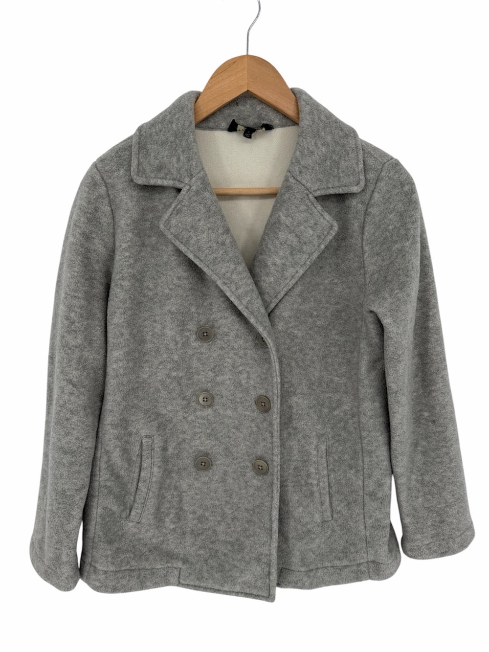 Talbots Petites Gray Fleece Pea coat Jacket Women's - Size PS